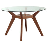 Coaster Fine Furniture Paxton - Round Glass Top Wood Dining Table - Nutmeg | Meri Furniture