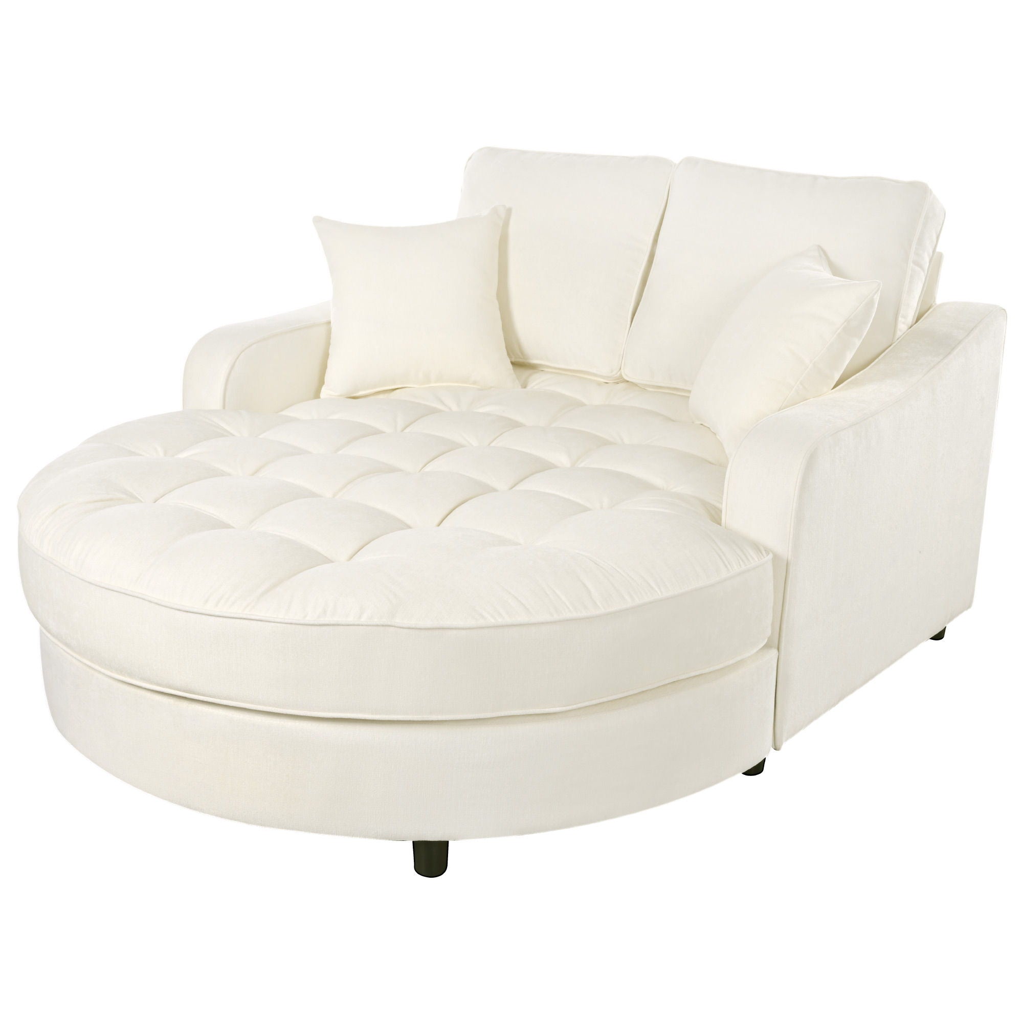 Modern Chaise Lounge Upholstered Sofa Couch With Tufted Seat And Detachable Pillows For Living Room