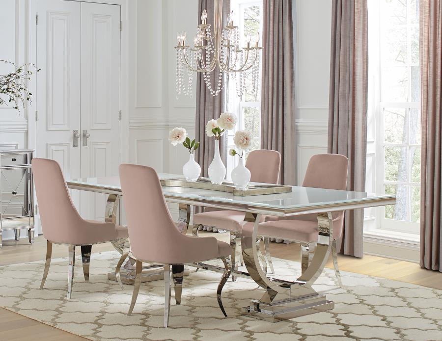 Coaster Fine Furniture Antoine - Rectangle Glass Top Dining Table Set | Meri Furniture