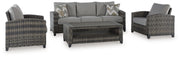 Signature Design by Ashley® Oasis Court - Gray - Sofa, Chairs, Table Set (Set of 4) | Meri Furniture