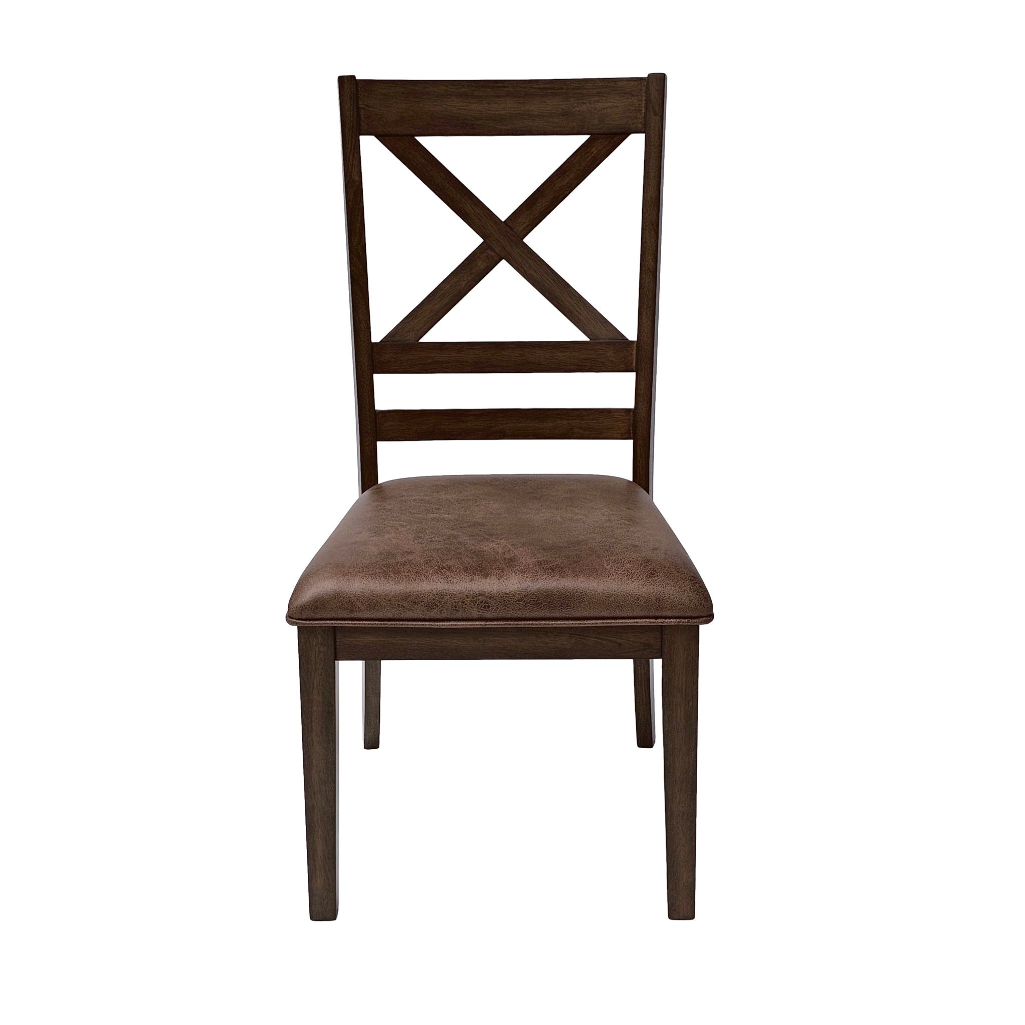 Country Style Dining Chairs (Set of 2) With Cross Back Design - Brown
