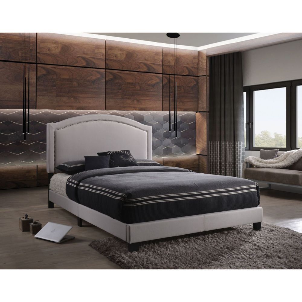 ACME Garresso - Queen Bed - Fog Fabric | Meri Furniture