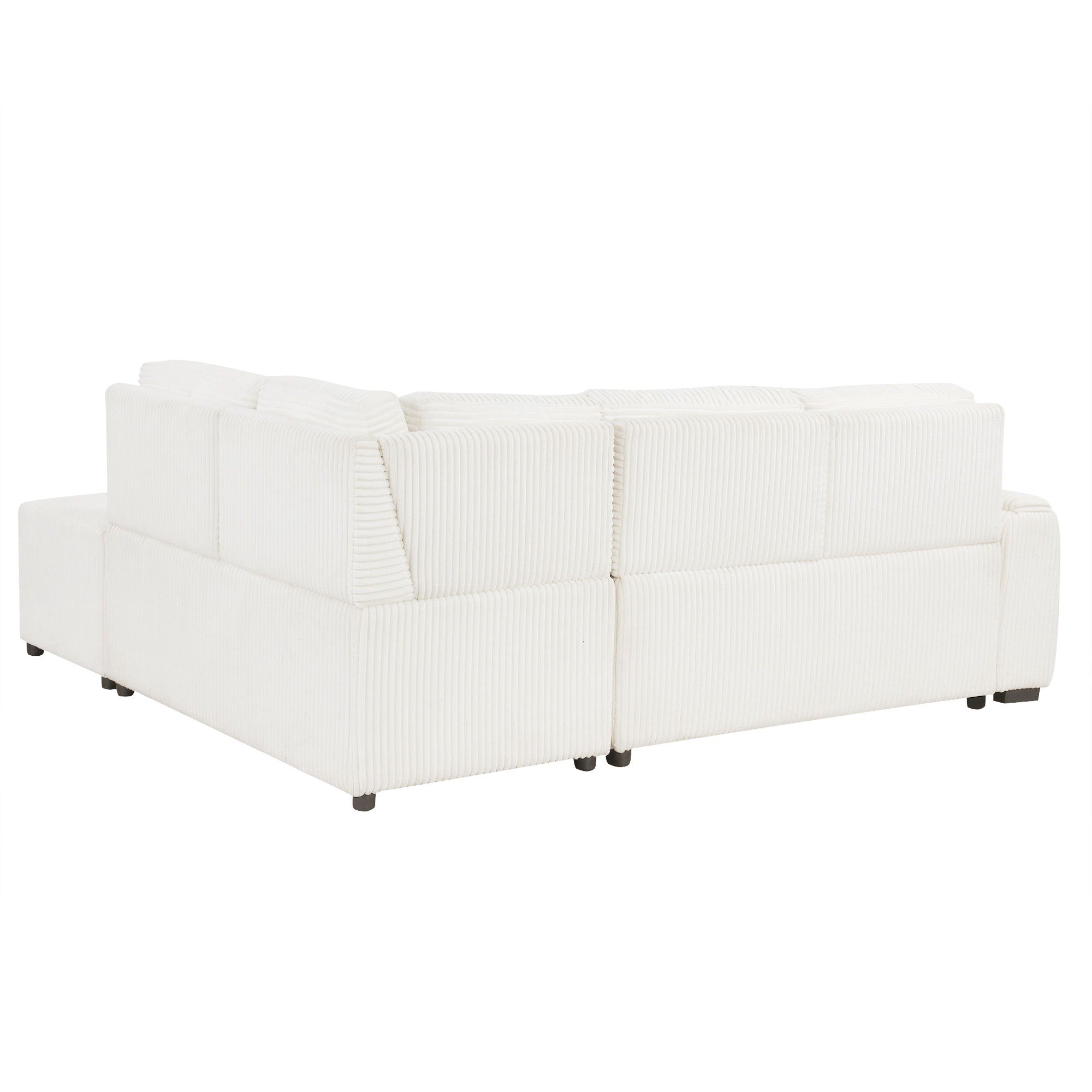 Pull-Out L-Shaped Sectional Sofa With Movable Ottoman And Stool, Large Storage Space, A Cup Holder, And 2 USB Ports For Living Room