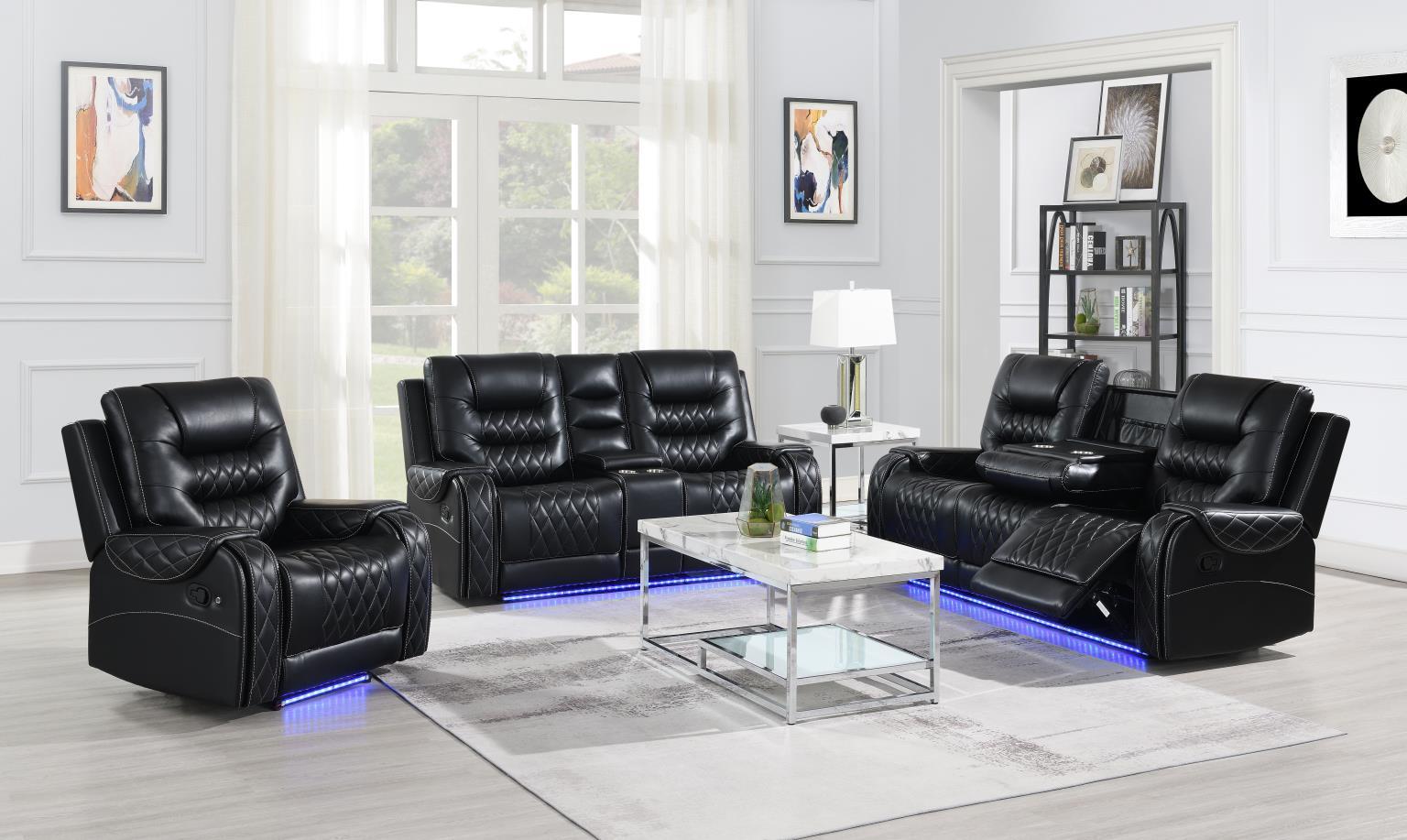 U140 - Motion Sofa With Drop Down - Black