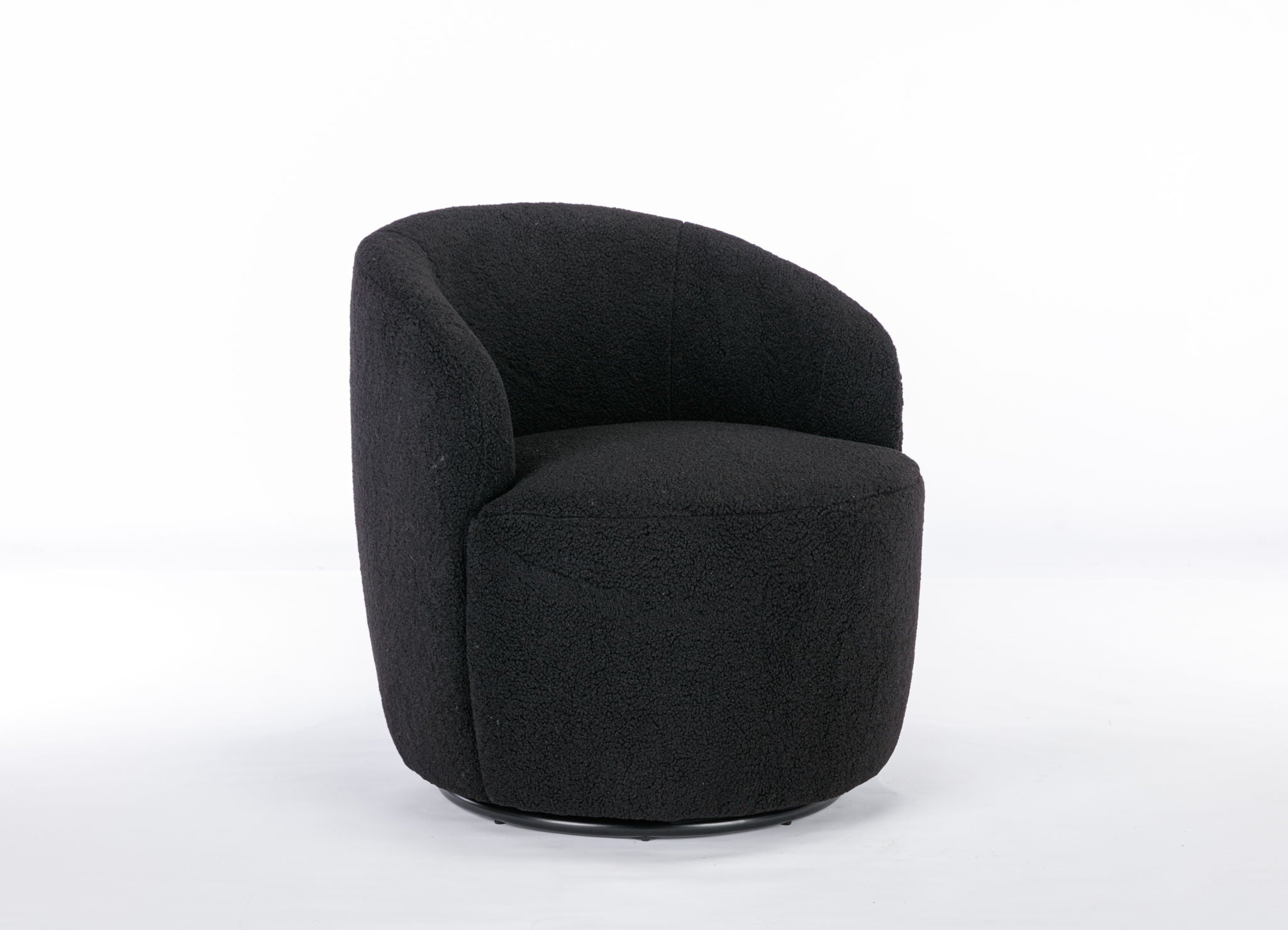 Teddy Fabric Swivel Accent Armchair Barrel Chair With Powder Coating Metal Ring