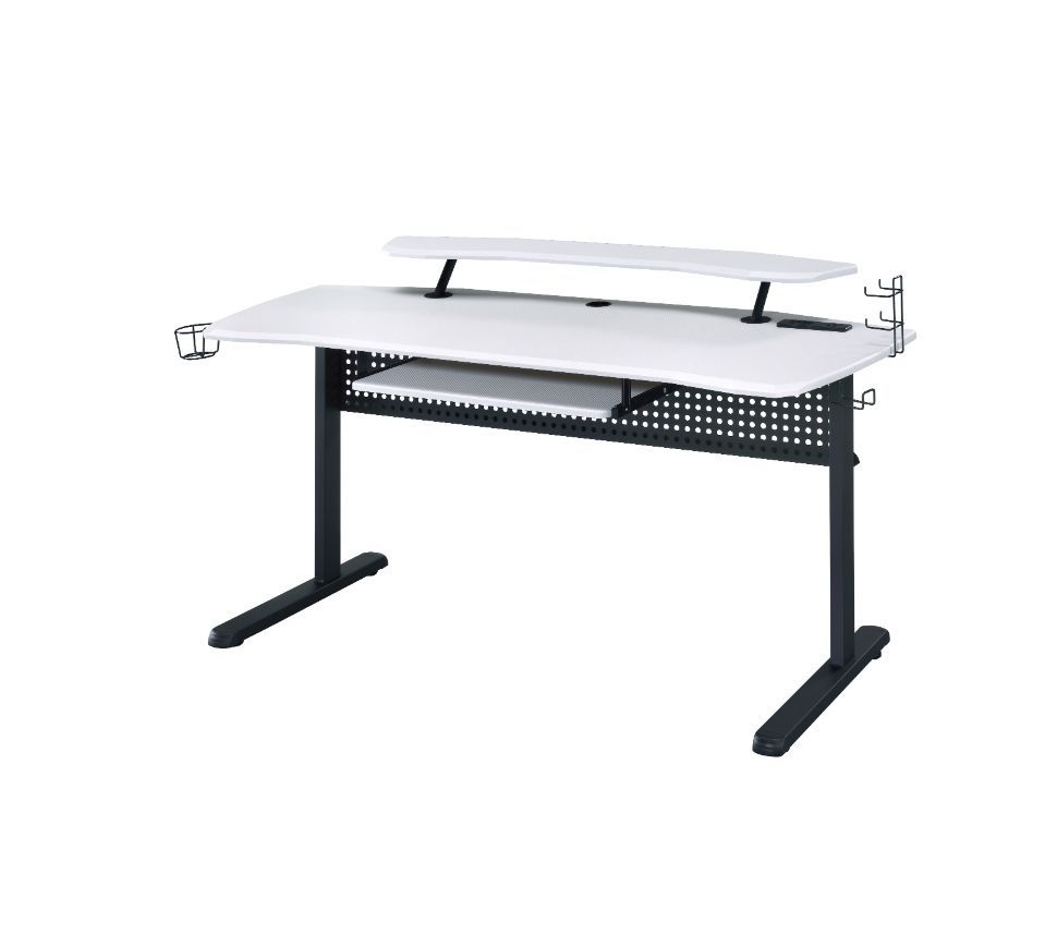 ACME KD• Rectangular Gaming Table• Built-in USB Port and Plug• Keyboard Tray Included• Storage: Open Compartment• LED Light Included• Table Top Thickness: 18mm | Meri Furniture
