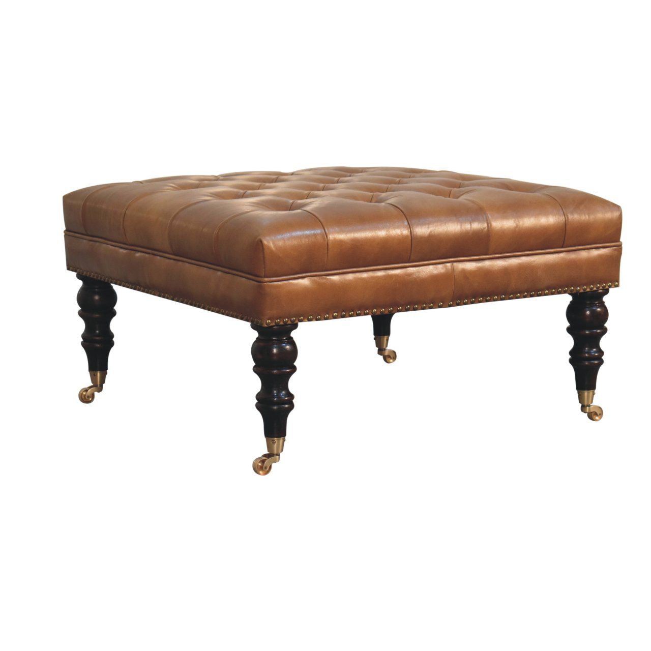 Buffalo - Leather Ottoman With Castor Legs