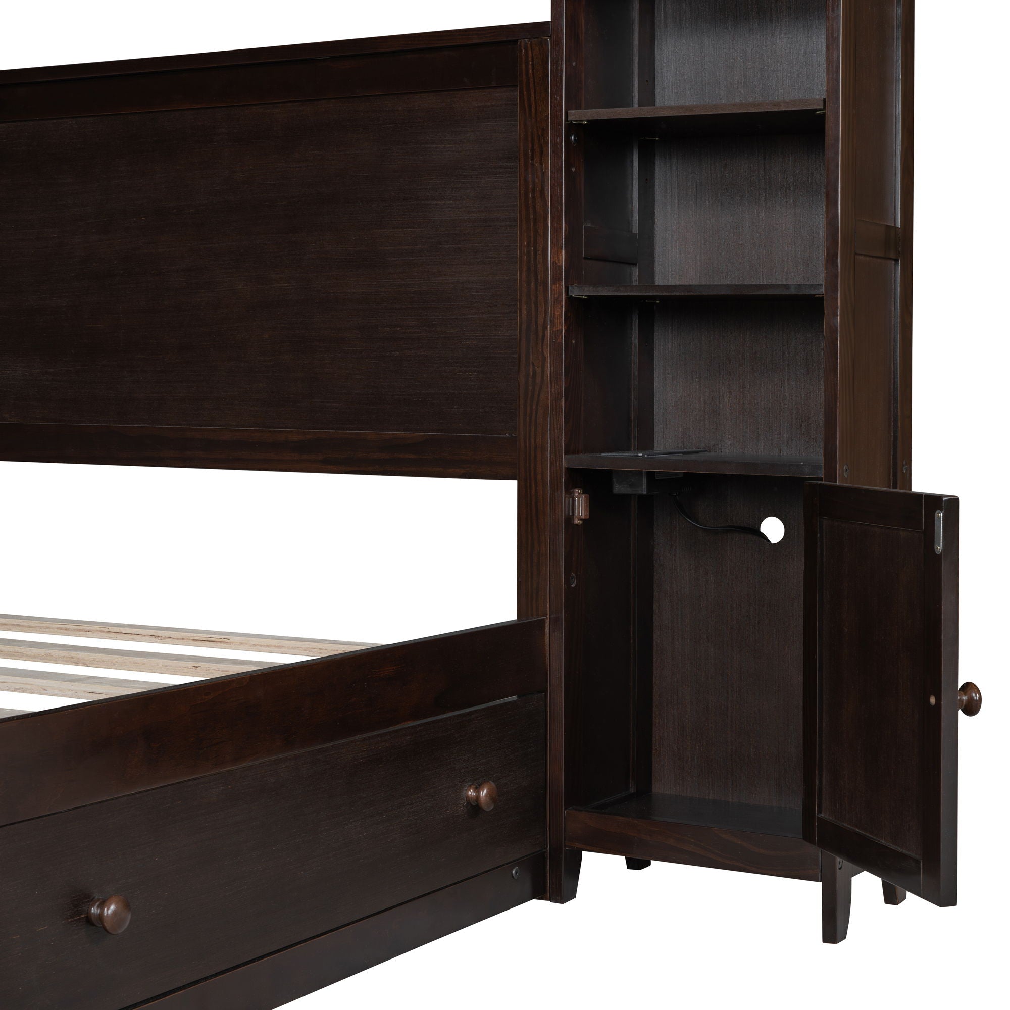 Bed With All In One Cabinet, Shelf And Sockets