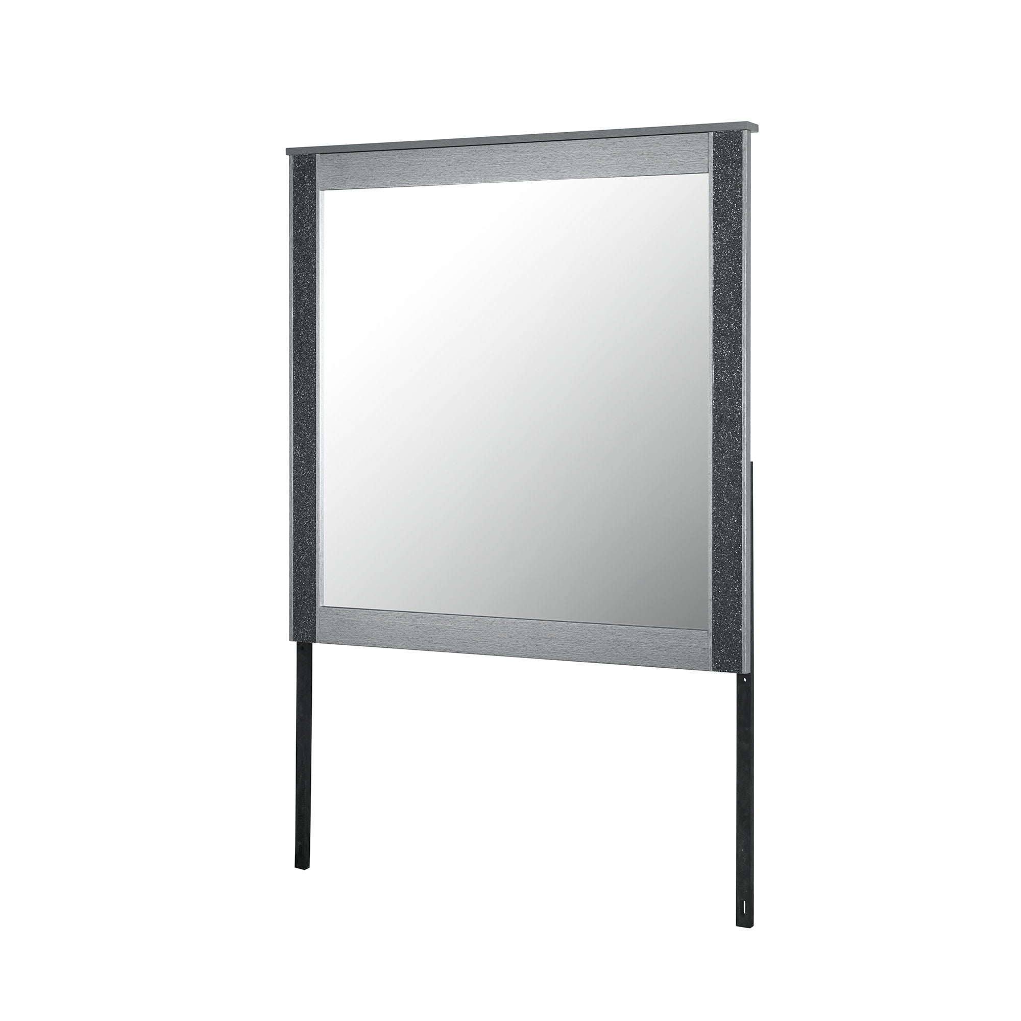 Lorenzo - Large Scale Mirror With Sleek Frame And Glittered Detailing - Silver