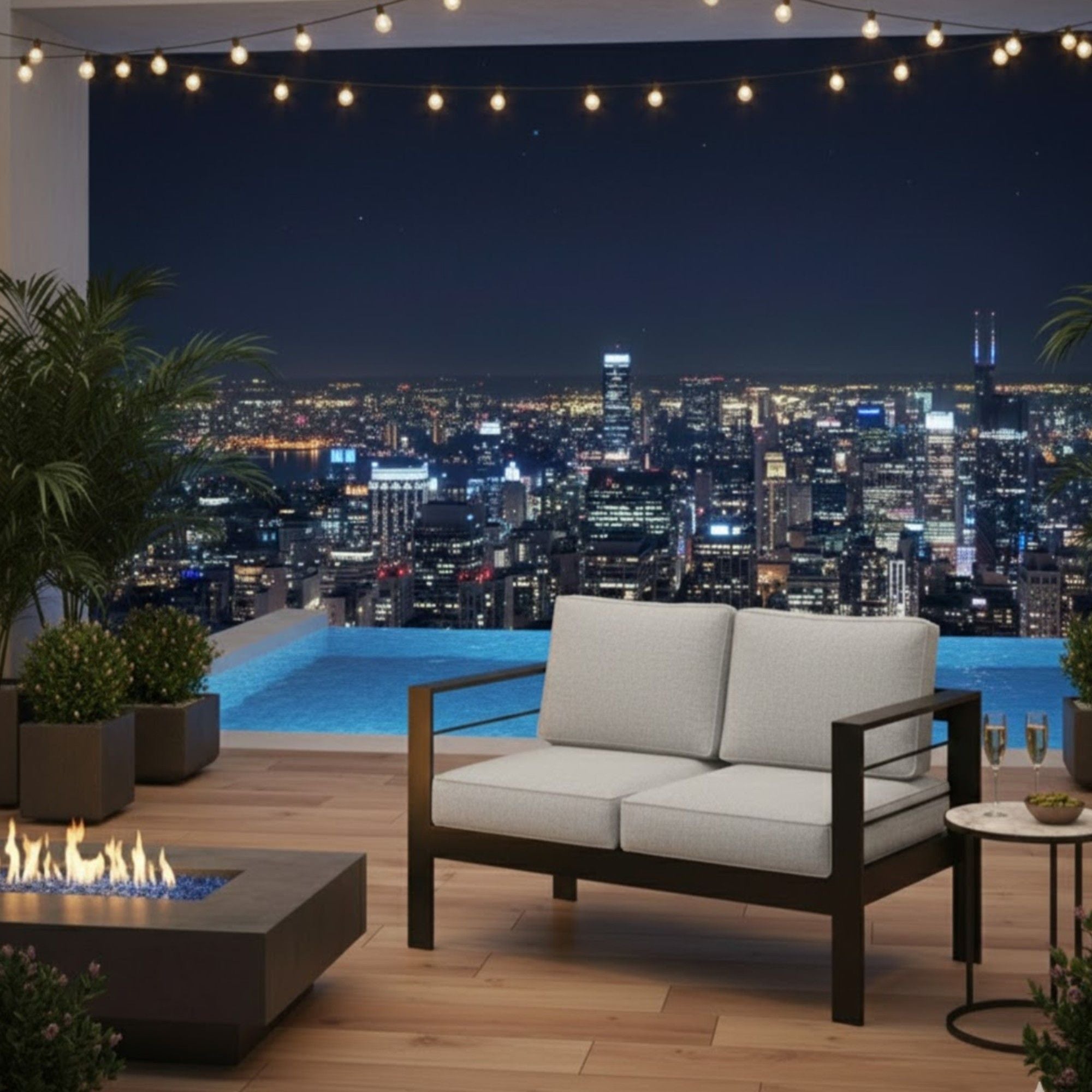 Patio All-Weather Loveseat With Thick Cushions