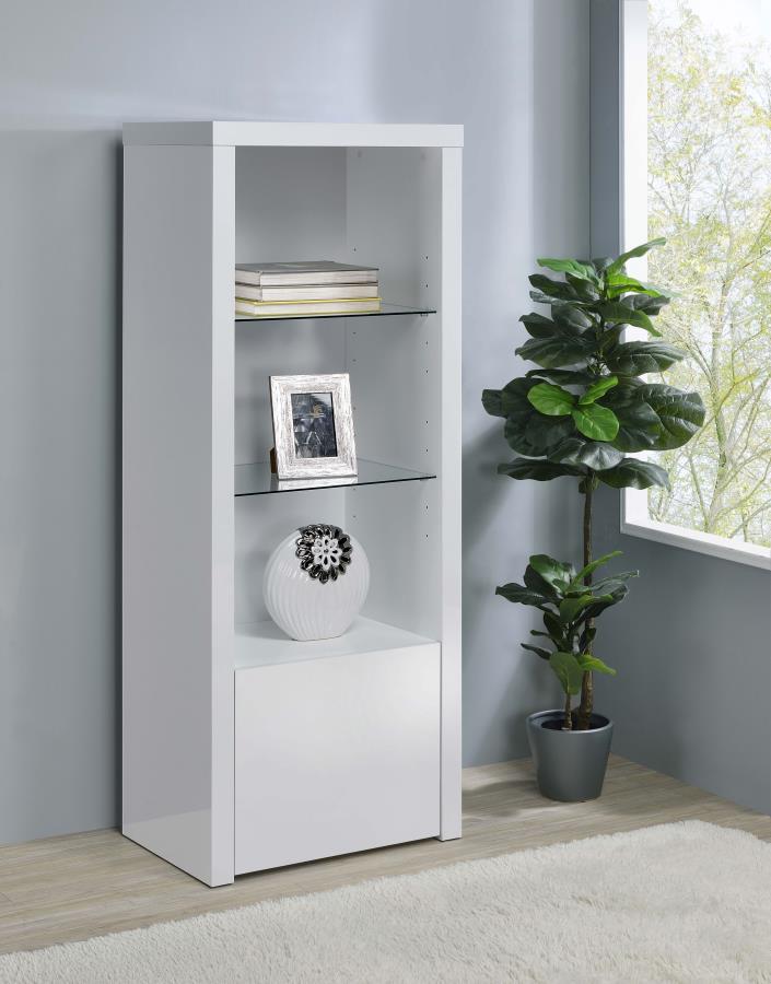 Coaster Fine Furniture Jude - 3-Shelf Engineered Wood Media Tower - High Gloss White | Meri Furniture