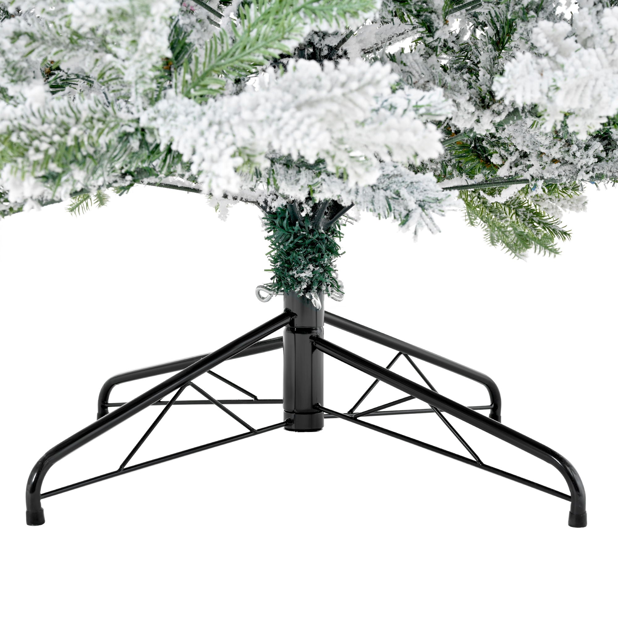 7Ft Snow Flocked Hinged Artificial Christmas Tree With Fluffy Branches And Snow Tips - White