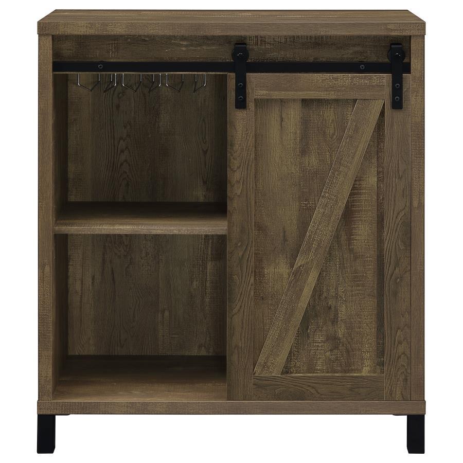 Coaster Fine Furniture Arlington - Sliding Door Home Bar Wine Cabinet - Rustic Oak | Meri Furniture