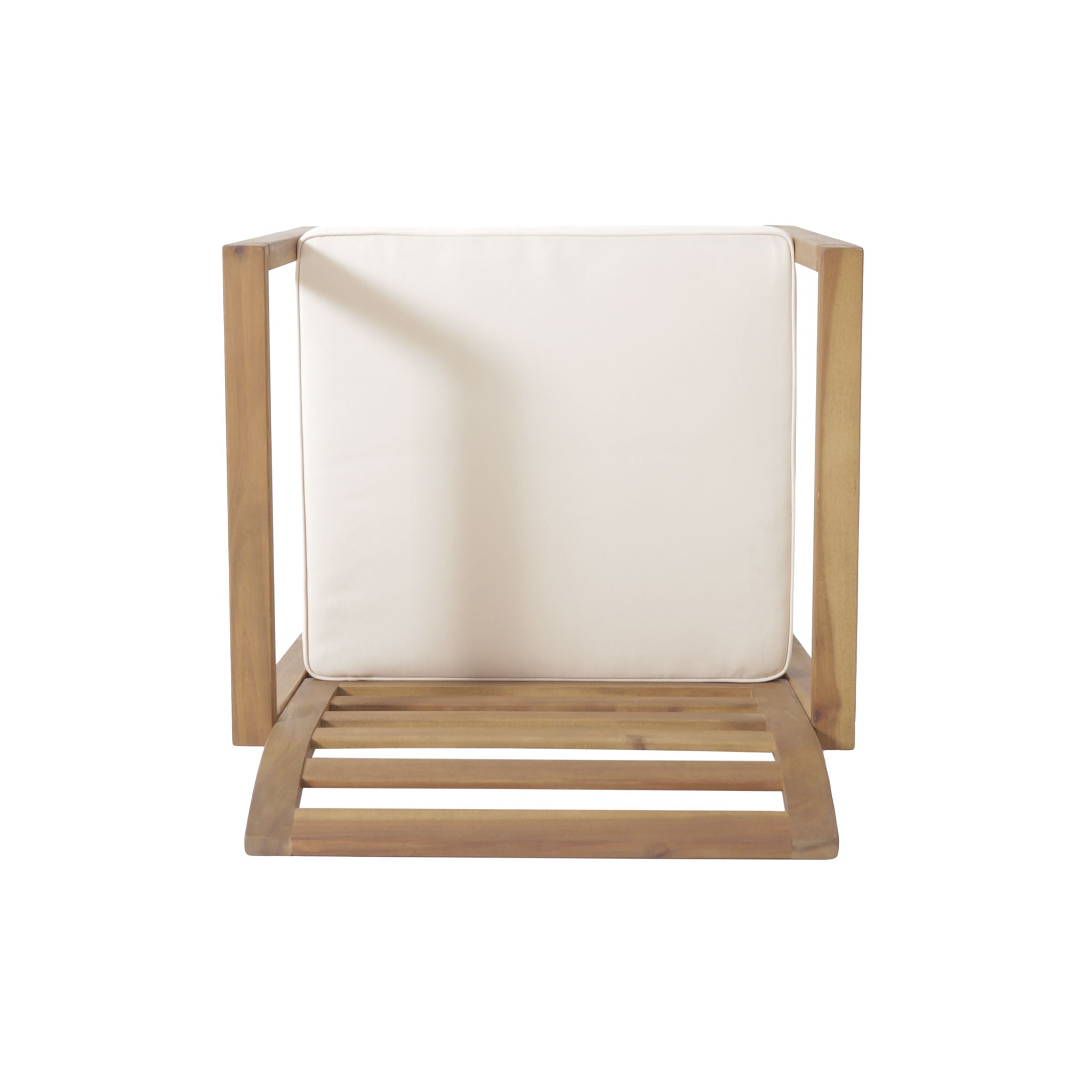 Outdoor Acacia Wood Club Chairs, 2 Pieces Set - Natural Stained / White