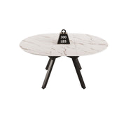Modern Extendable White Circular Dining Table with MDF Top and Metal Legs for 4-6 Persons