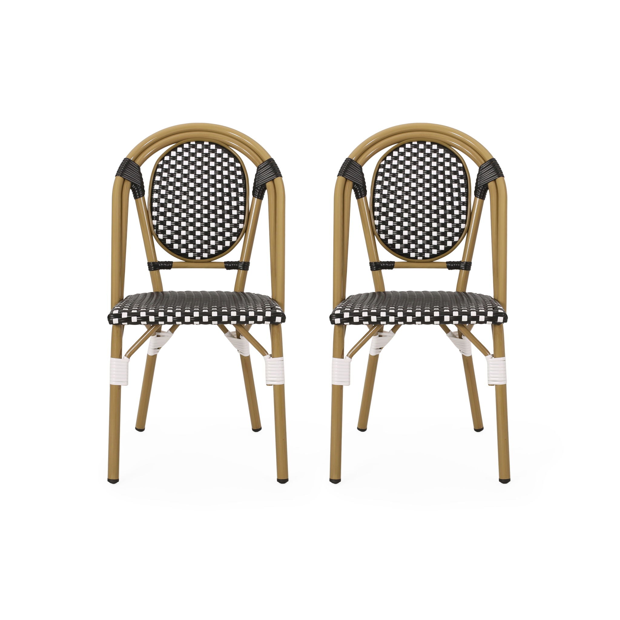 Outdoor Rattan And Aluminum French Bistro Chair Set