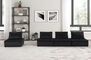 Anna 120"W Black Velvet 4 Pc Modular Sofa