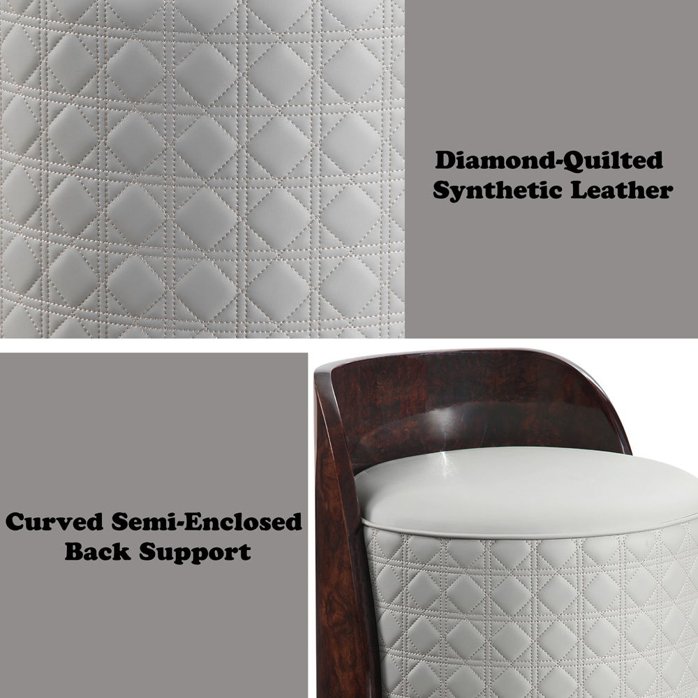 Jamonica - Vanity Stool - Gray & Dark Brown