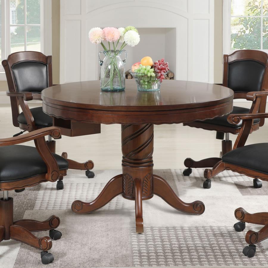 Coaster Fine Furniture Turk - Round Dining And Billiard Poker Game Table - Tobacco | Meri Furniture