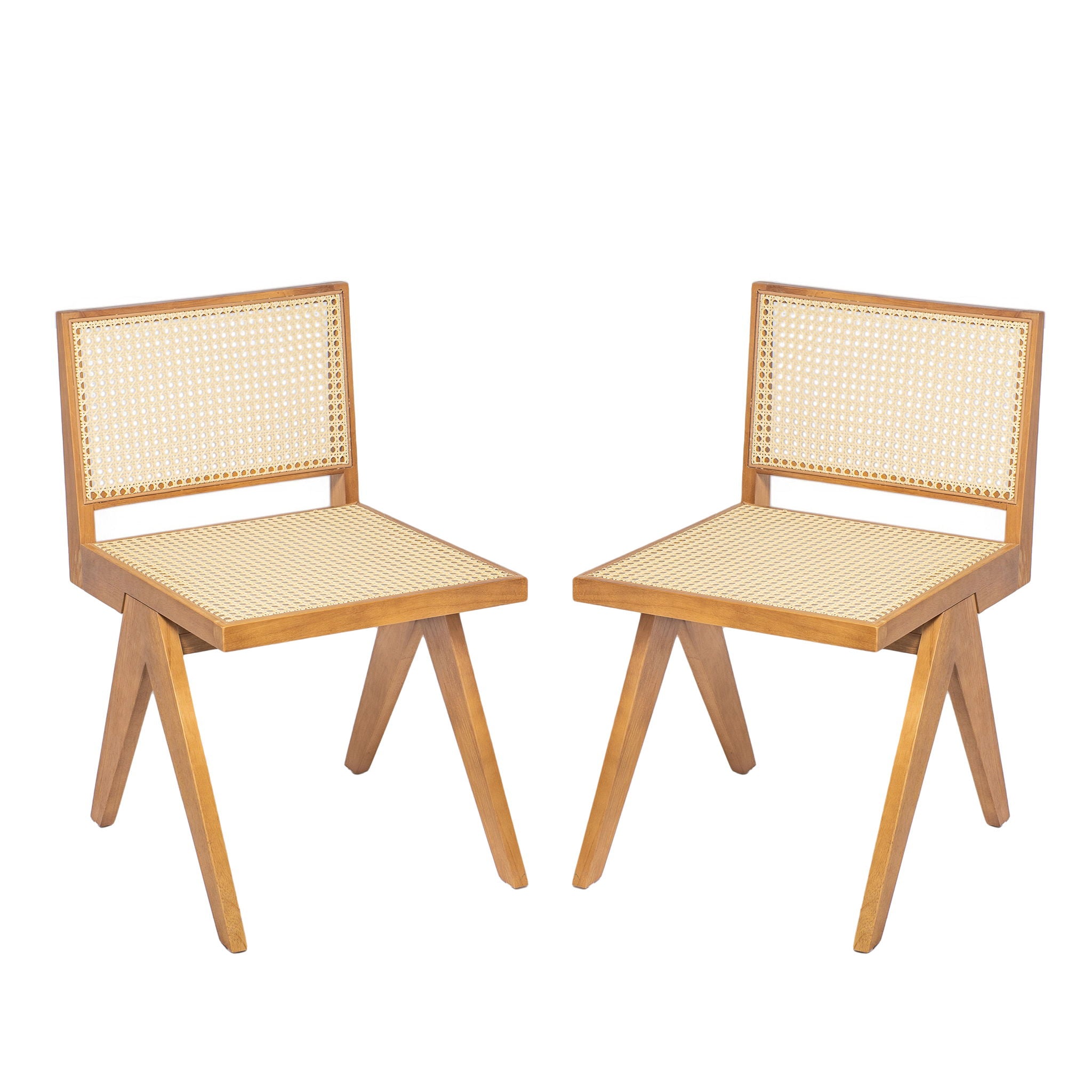 Chandigarh Dining Room Chairs With Natural Rattan (Set of 2)