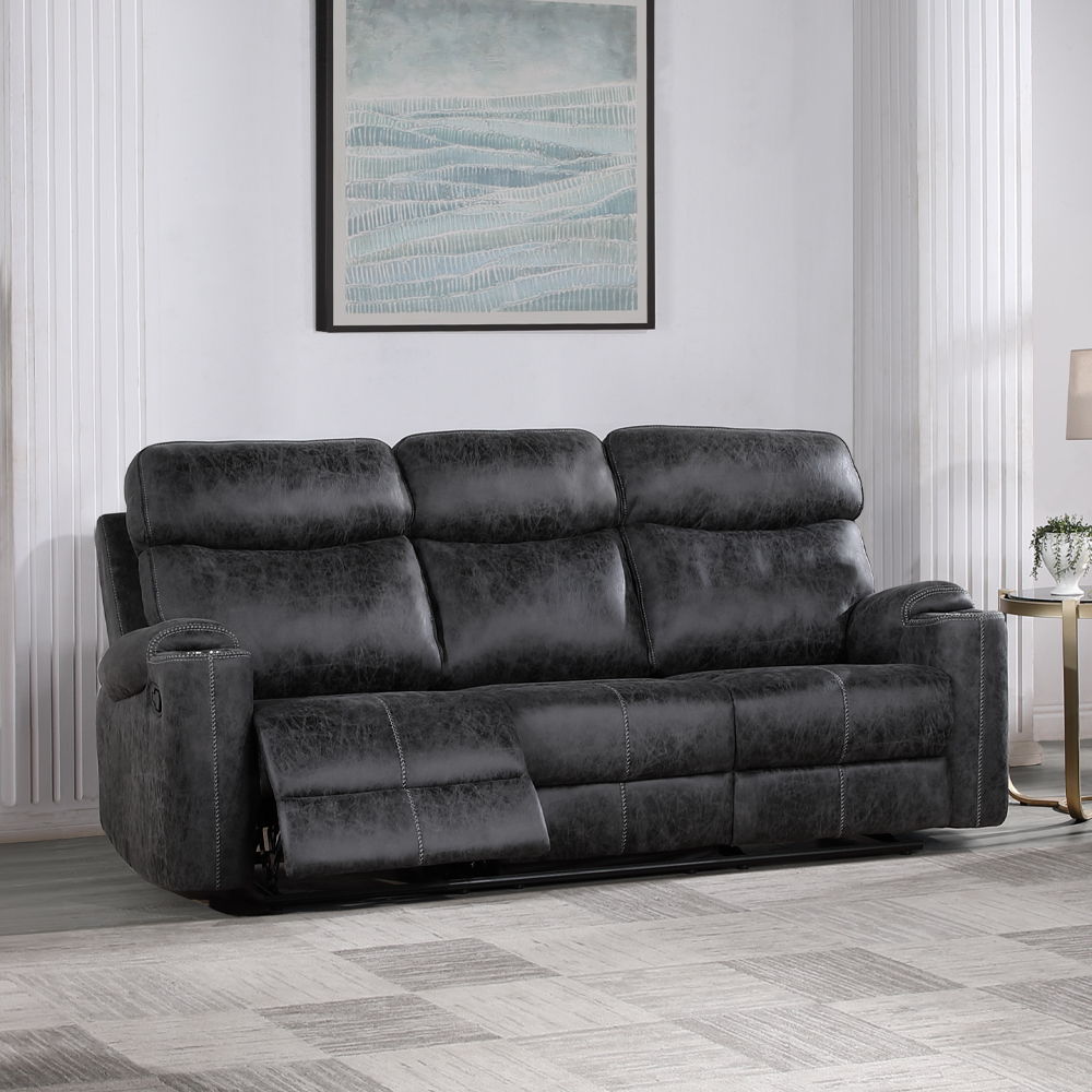 ACME Hirah - Motion Sofa - Dark Gray Polish Microfiber | Meri Furniture