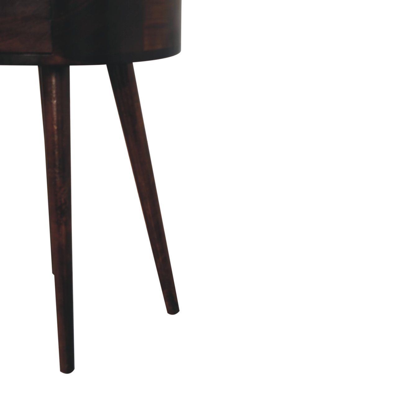 Nordic Circular Shaped Bedside Table - Walnut