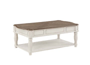 ACME Florian - Coffee Table - Oak & Antique White Finish | Meri Furniture