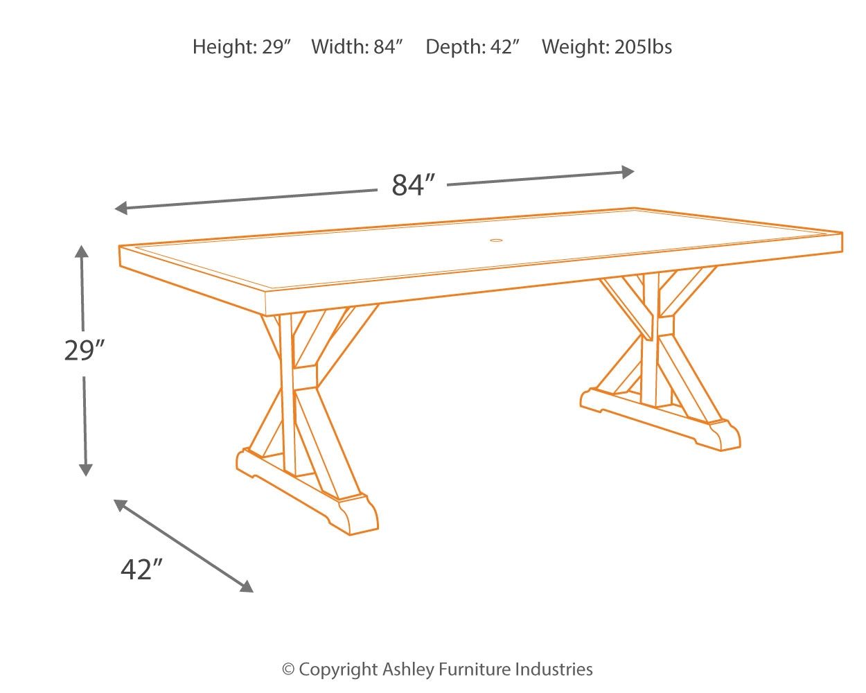 Ashley Furniture Beachcroft - Rect Dining Table W/Umb Opt | Meri Furniture
