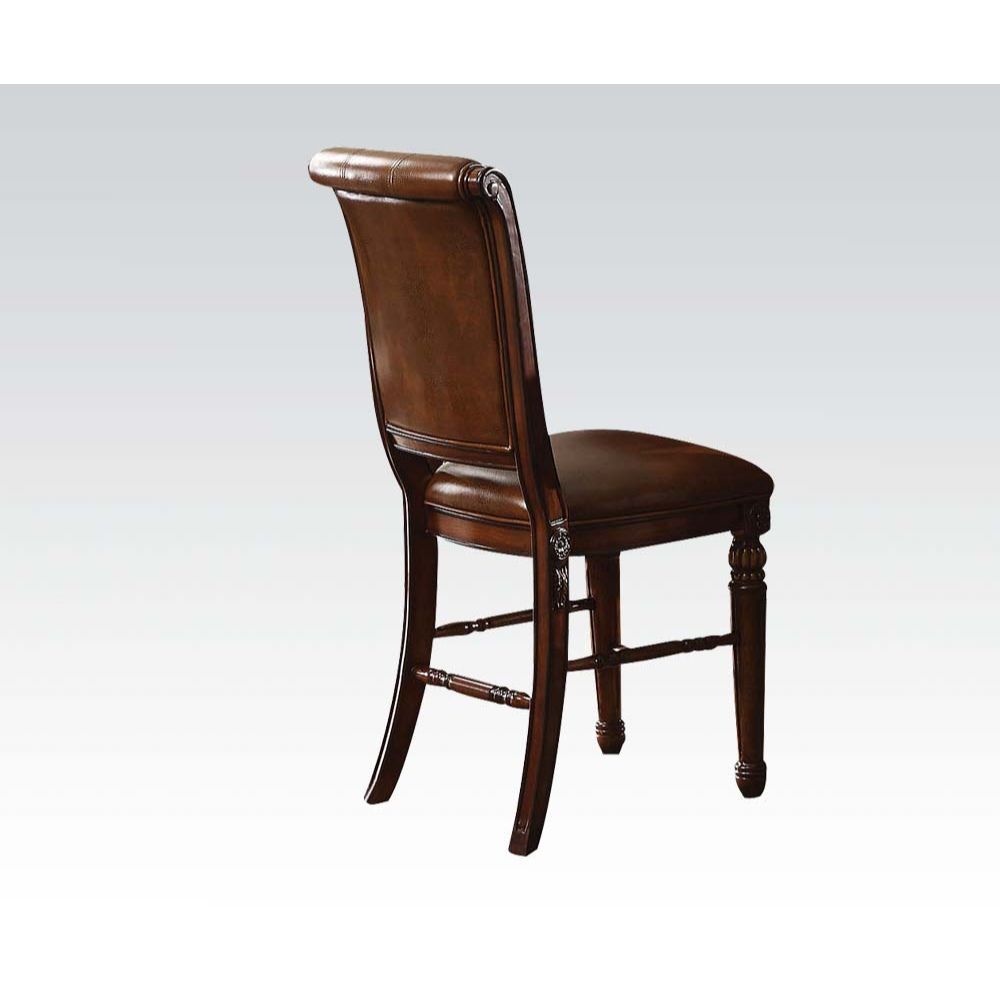 ACME Winfred - Counter Height Chair (Set of 2) - PU & Cherry | Meri Furniture