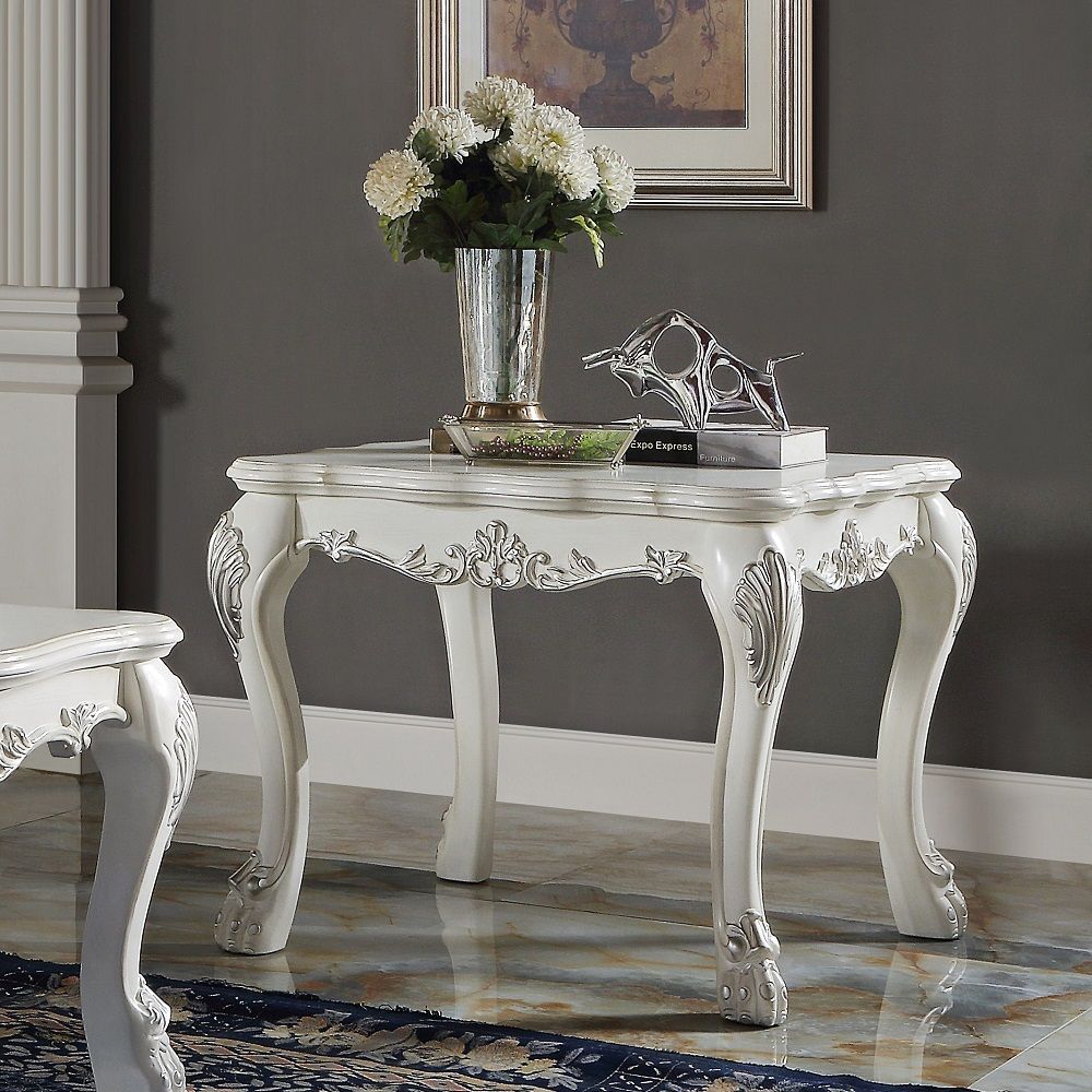 ACME Dresden End Table - Bone White Finish | Meri Furniture