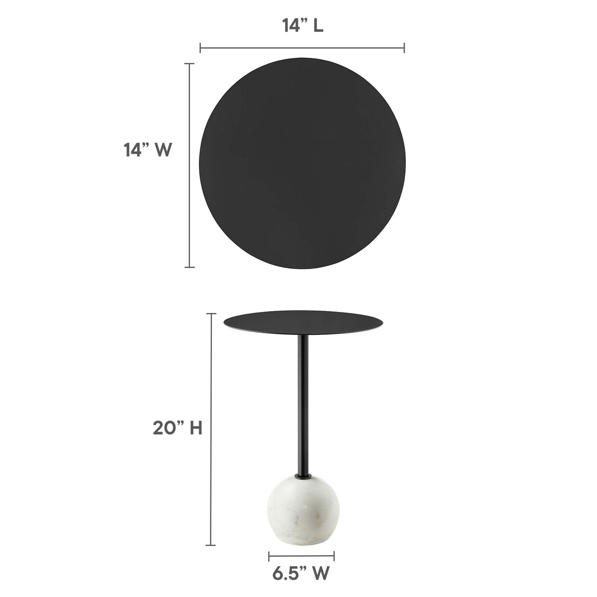 Aliza Round White Marble Side Table by Modway
