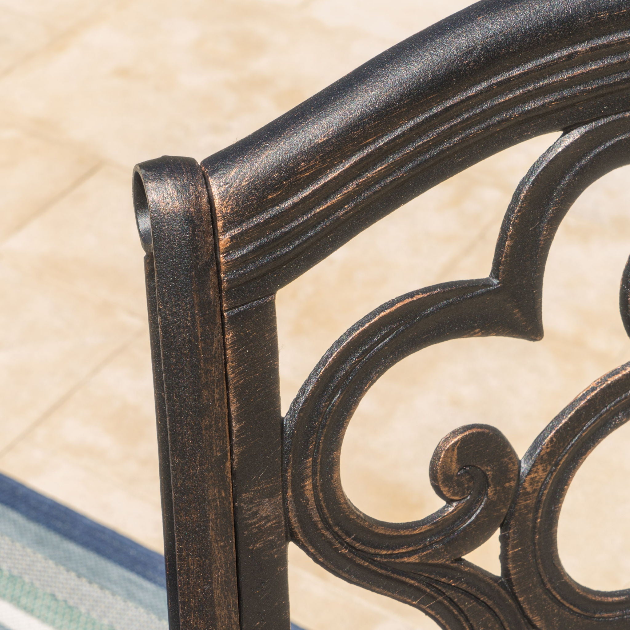 Cast Aluminum Dining Chair With Hand Crafted Details - Copper