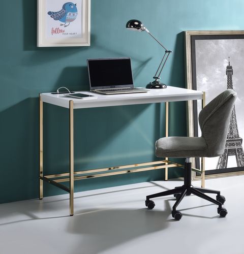 ACME Rectangular Writing Desk No Storage : Finish Metal Base. | Meri Furniture