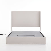 Caron - Queen Size Upholstered Wingback Bed With Adjustable Base Bundle Set - Ivory