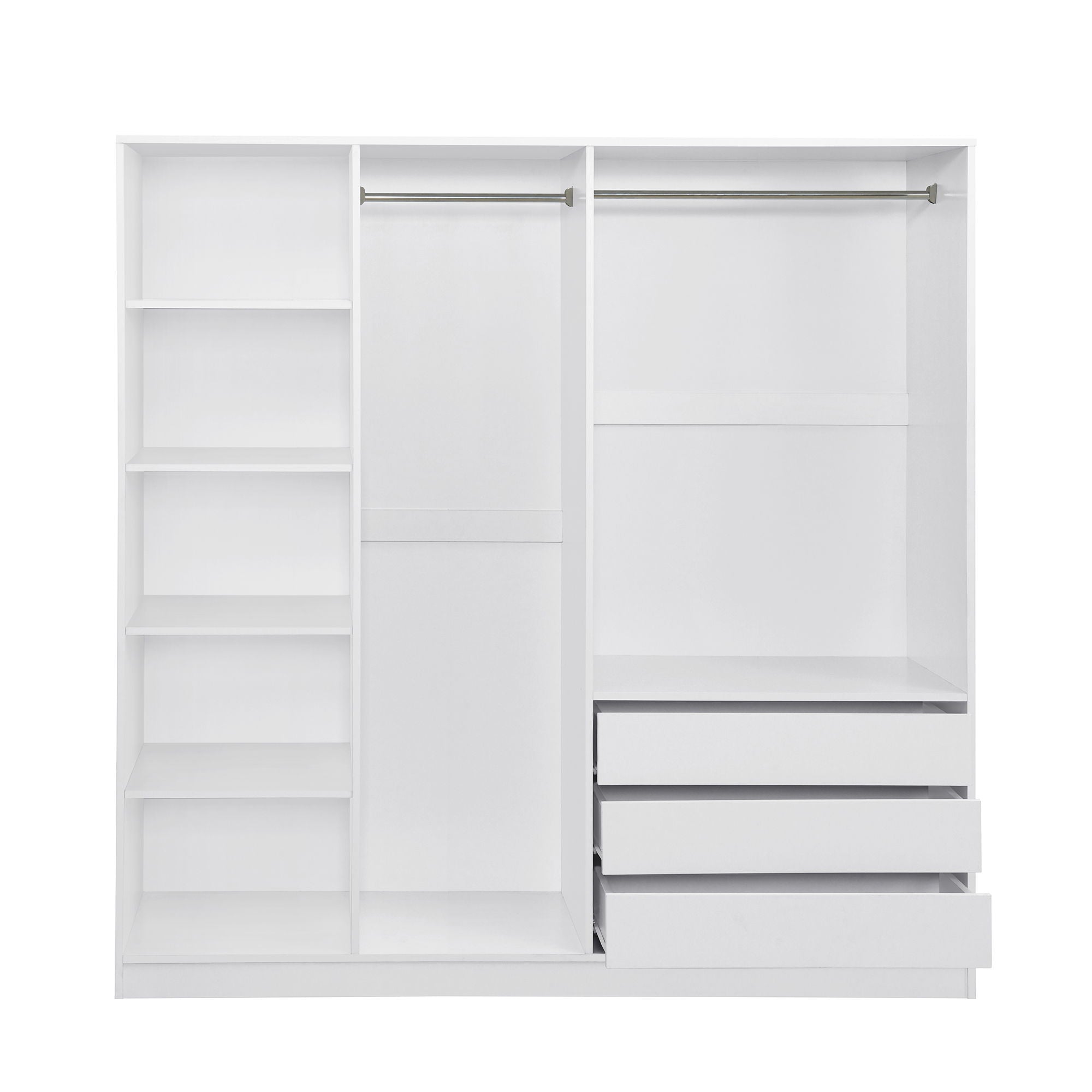 Doorless Storage Wardrobe For Dedroom With Shelves And 3 Drawers
