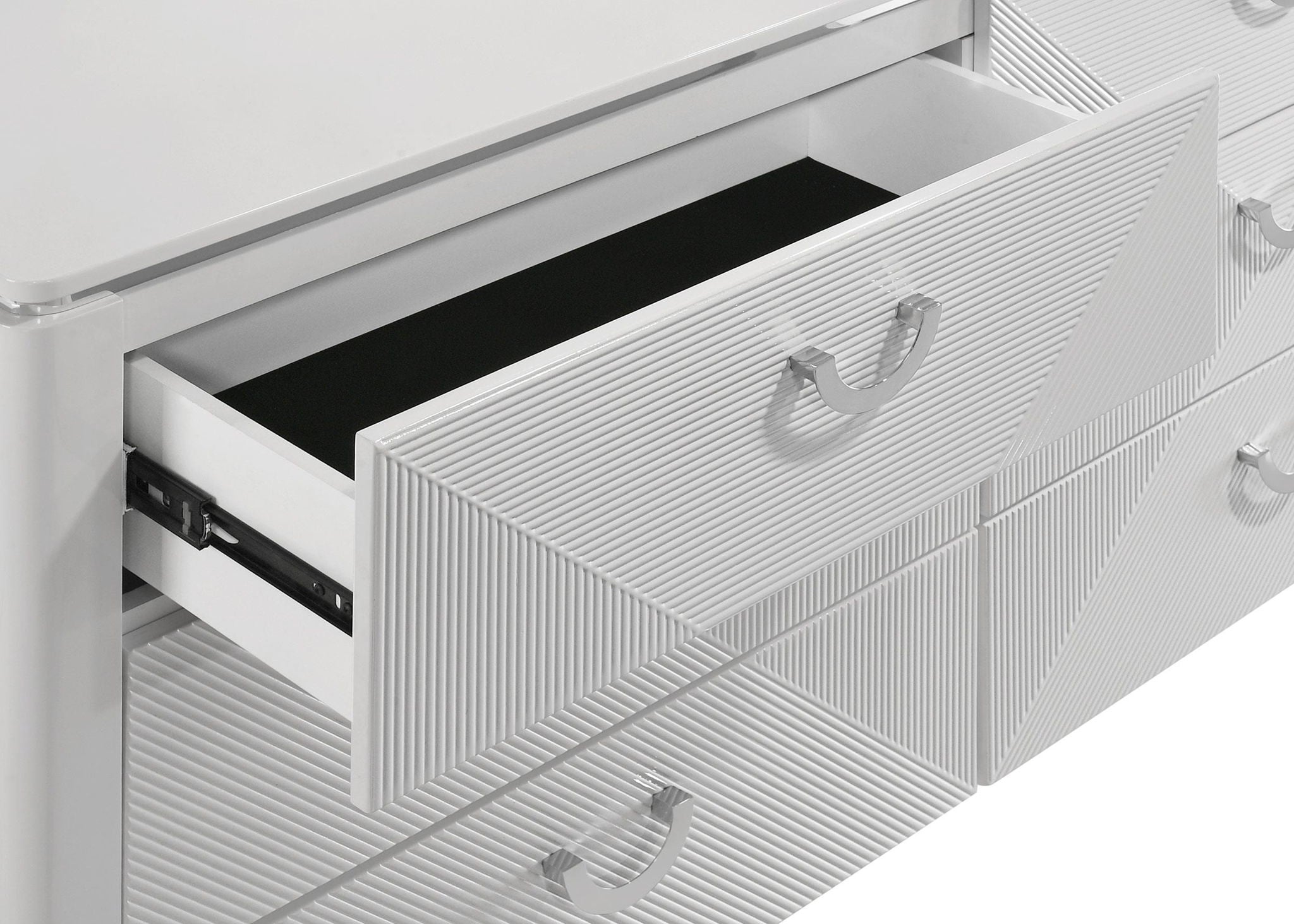 Cassia 6-drawer Dresser Cabinet with Mirror White High Gloss