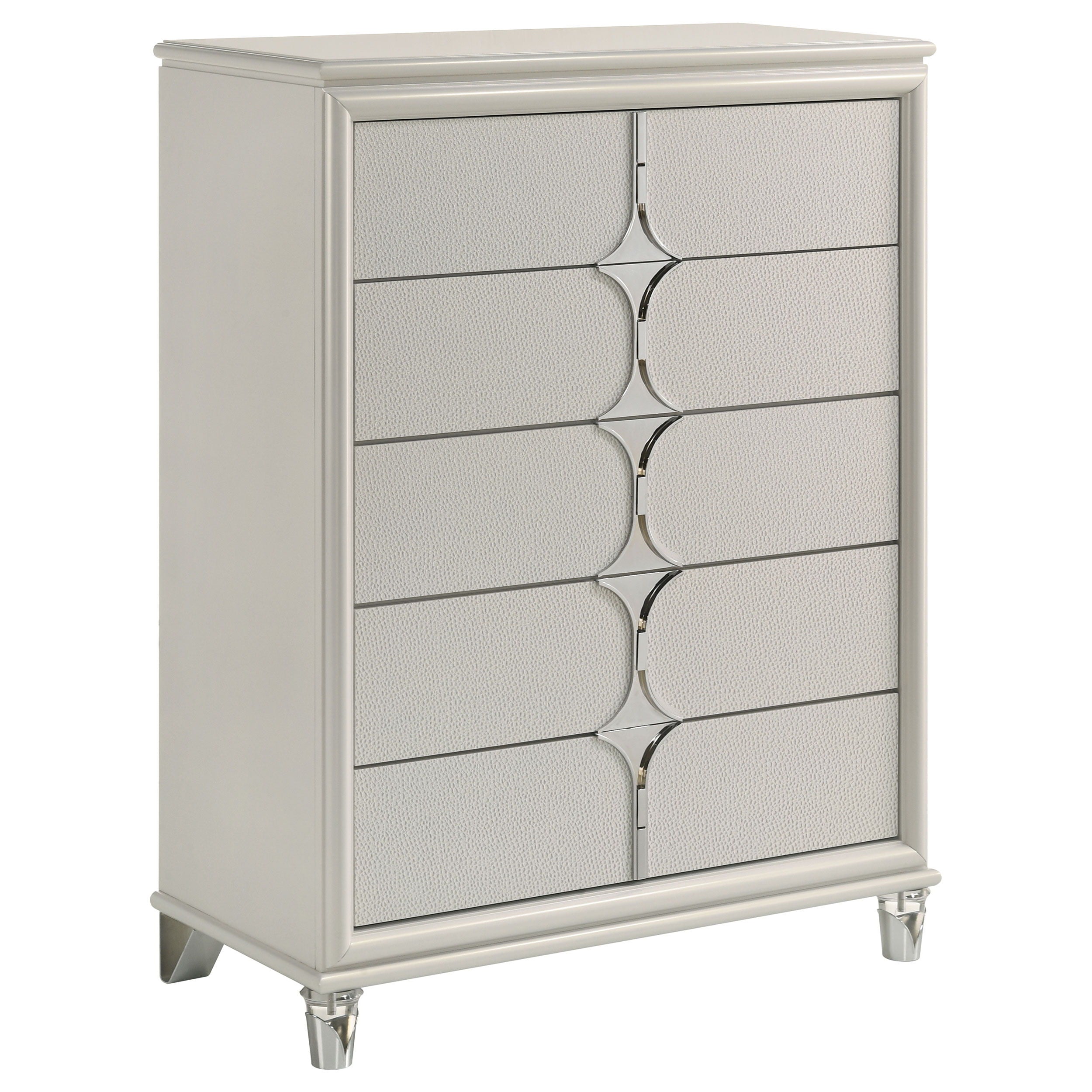 Coaster Fine Furniture Olivia - 5-Drawer Bedroom Chest Of Drawers - Pearl White | Meri Furniture