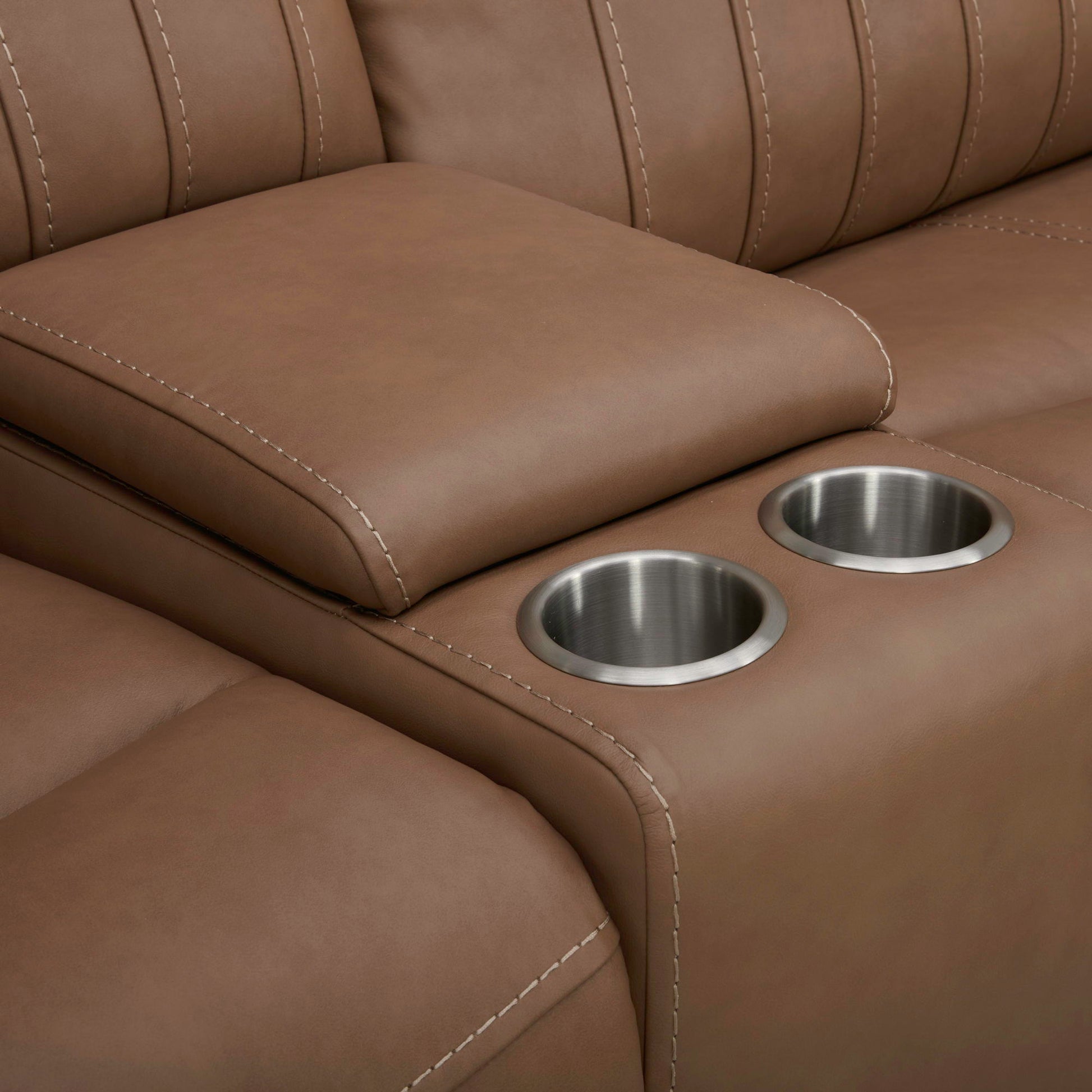 Liberty Furniture Bennett - Loveseat With Console P2 & ZG - Butternut - Butternut Leather | Meri Furniture