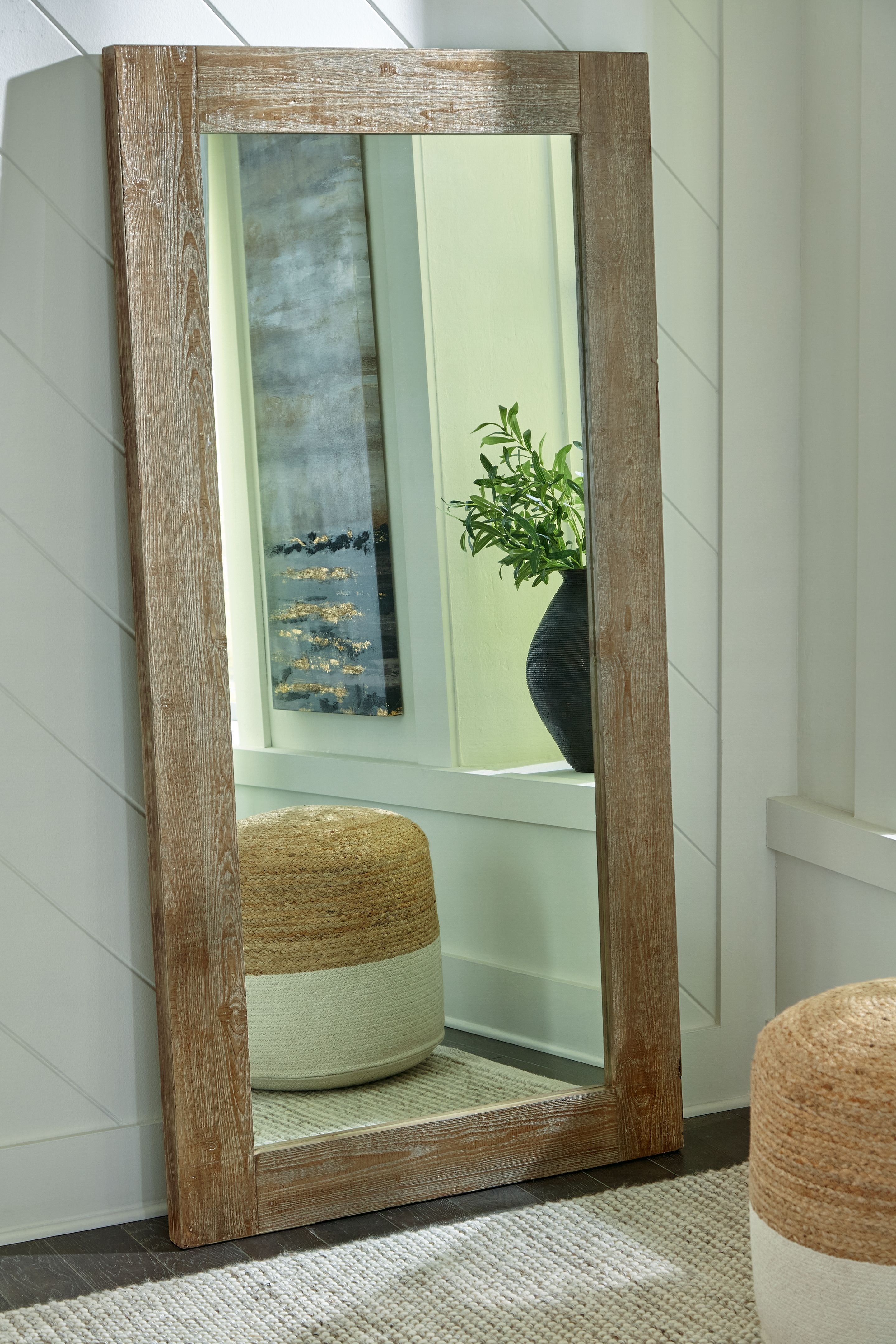 Ashley Furniture Waltleigh - Distressed Brown - Floor Mirror | Meri Furniture