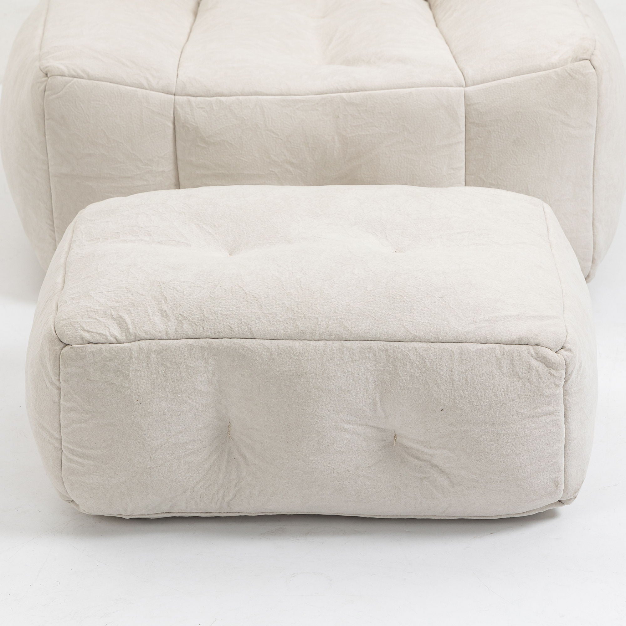 Modern Indoor Fluffy Bean Bag Chair With Memory Foam And Ottoman, Super Soft