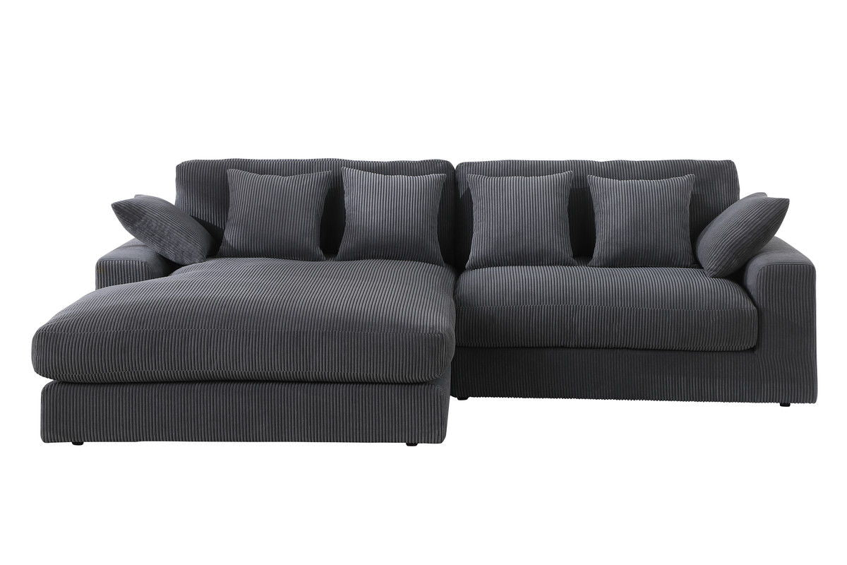 Mystic 105"W Dark Gray Corduroy Reversible Sectional Sofa Chaise
