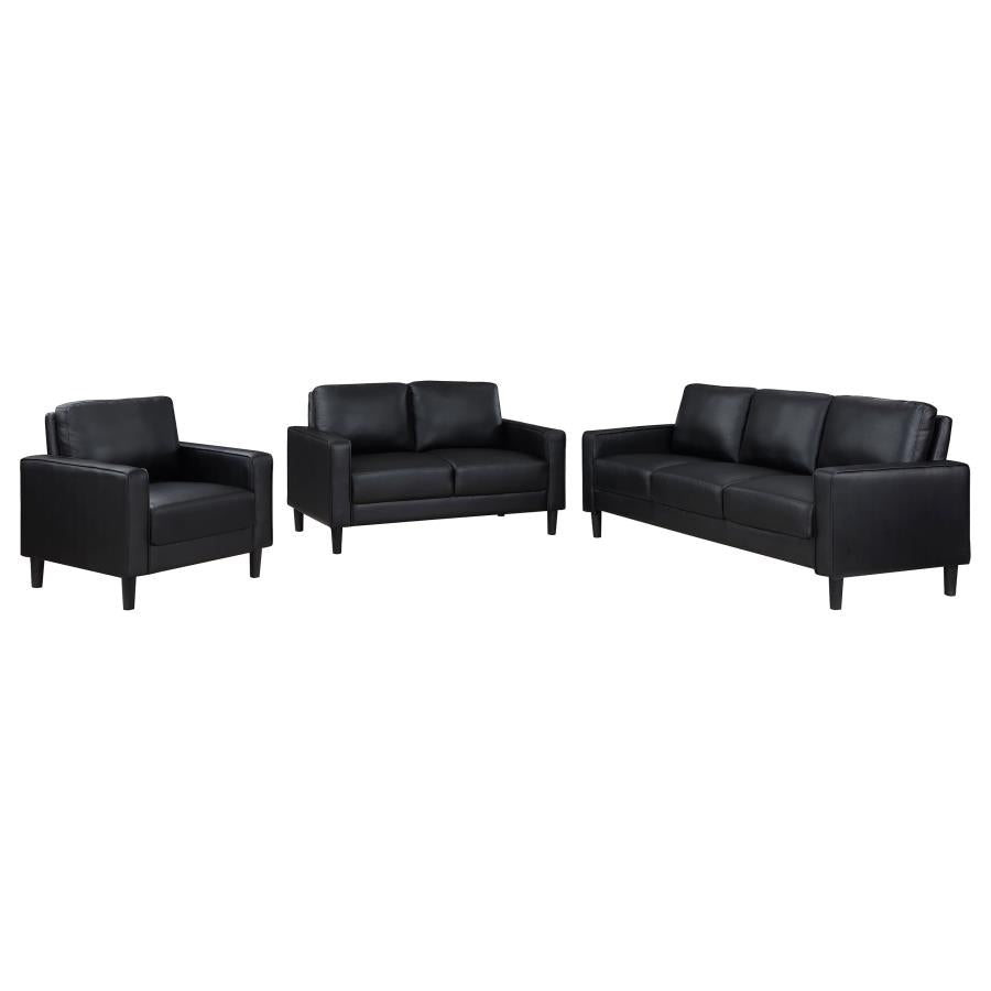 3-piece Upholstered Track Arm Sofa Set Black