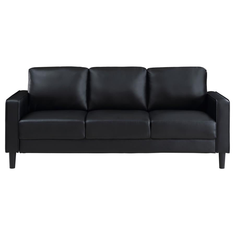 3-piece Upholstered Track Arm Sofa Set Black