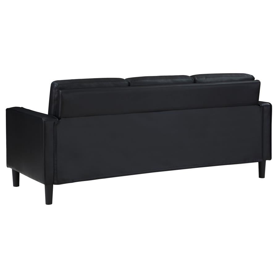 3-piece Upholstered Track Arm Sofa Set Black