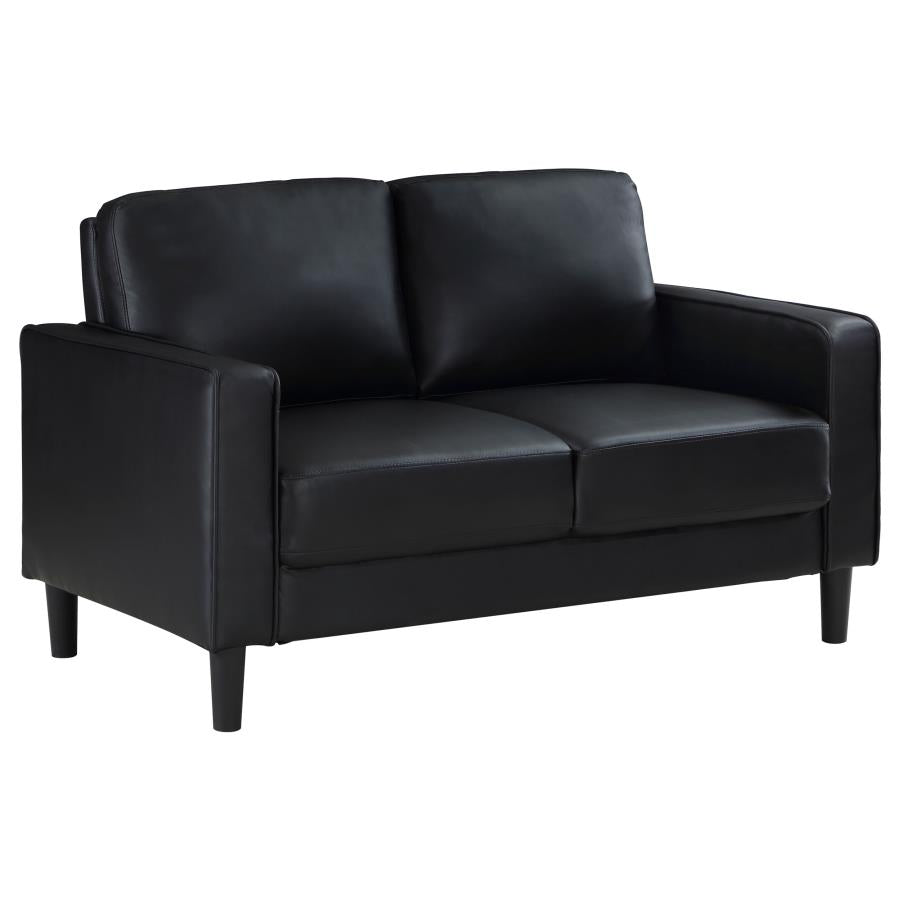 3-piece Upholstered Track Arm Sofa Set Black