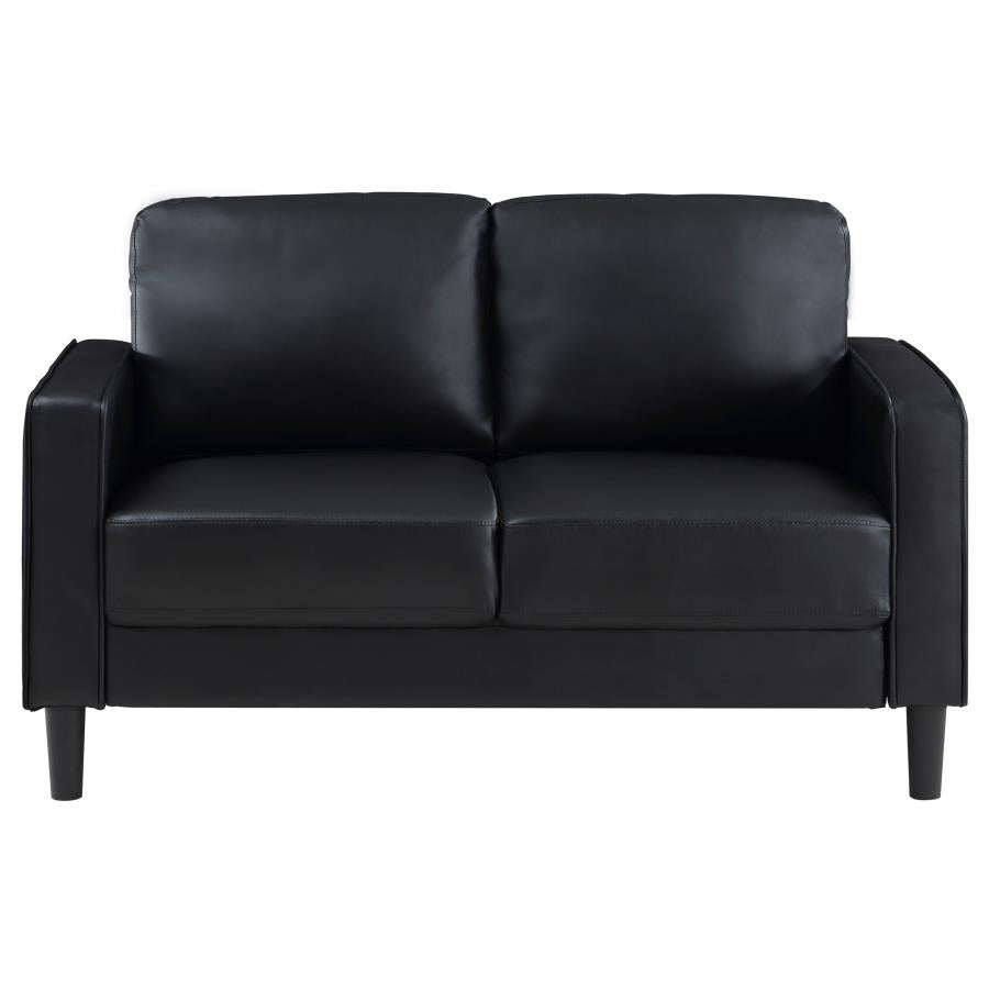 3-piece Upholstered Track Arm Sofa Set Black