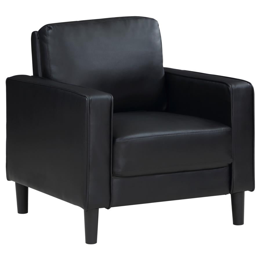 3-piece Upholstered Track Arm Sofa Set Black