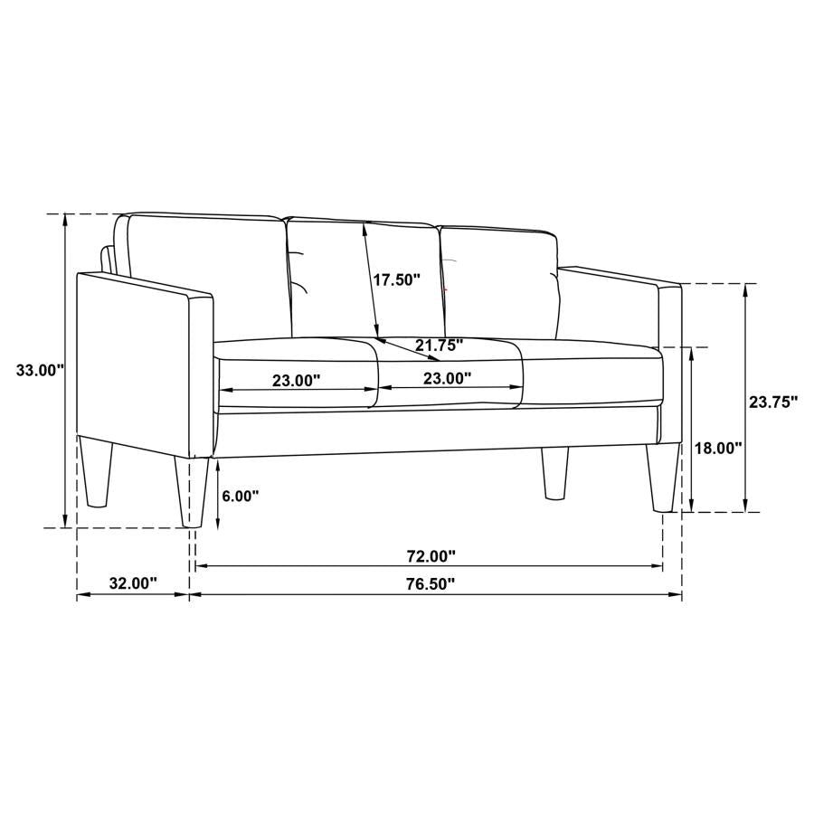 3-piece Upholstered Track Arm Sofa Set Black