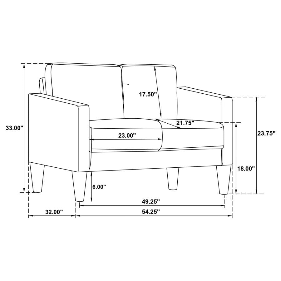 3-piece Upholstered Track Arm Sofa Set Black