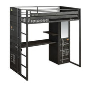 Cargo - Twin Loft Bed With Desk & Wardrobe - Gunmetal